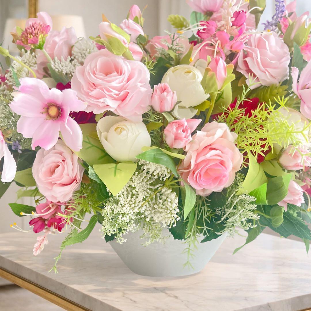 光触媒フラワー 特大 薔薇と季節の草花の豪華アレンジ 開店祝 退職祝