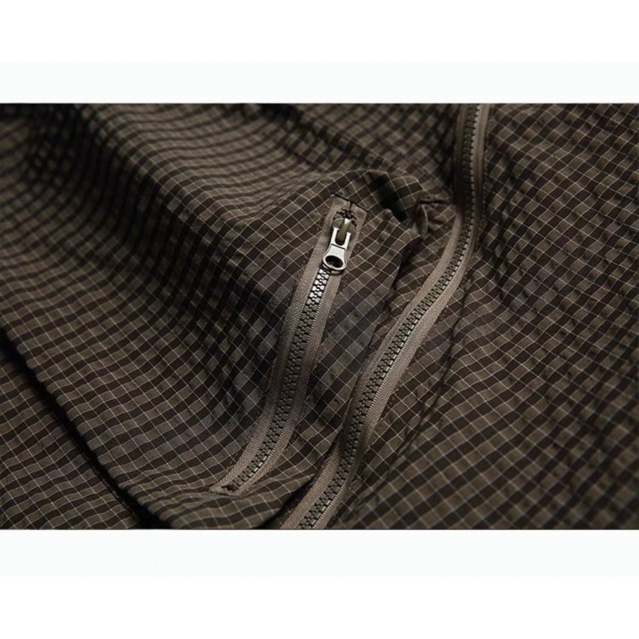 Checkered zip-up anorak parka 0305 - 8