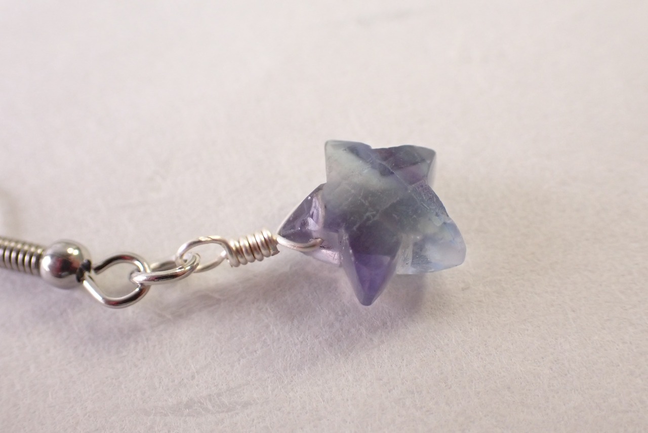 バイカラーフローライトピアス(スターカット)　　[C9‐189]