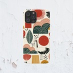 受注生産 iPhoneケース 赤い太陽と青い波の民芸柄｜波モチーフ FMSY032C