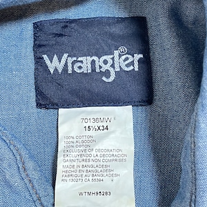 【Wrangler】シャンブレー ウェスタンシャツ 長袖シャツ M ショルダーヨーク デニムシャツ ラングラー US古着