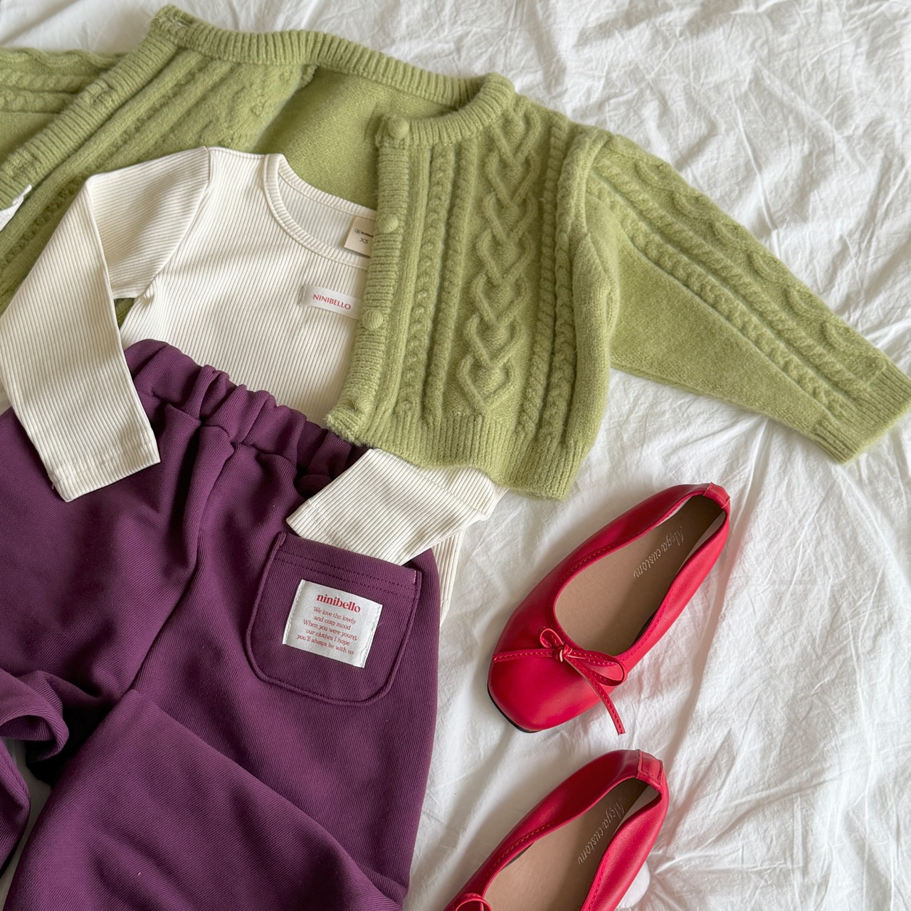 韓国子供服 / ninibello / Mauve Knit Cardigan  / カーディガン *S~L*