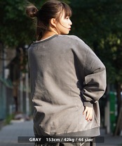 ◆ボトルラベルロゴ刺繍 ピグメントトレーナー◆ri-228341
