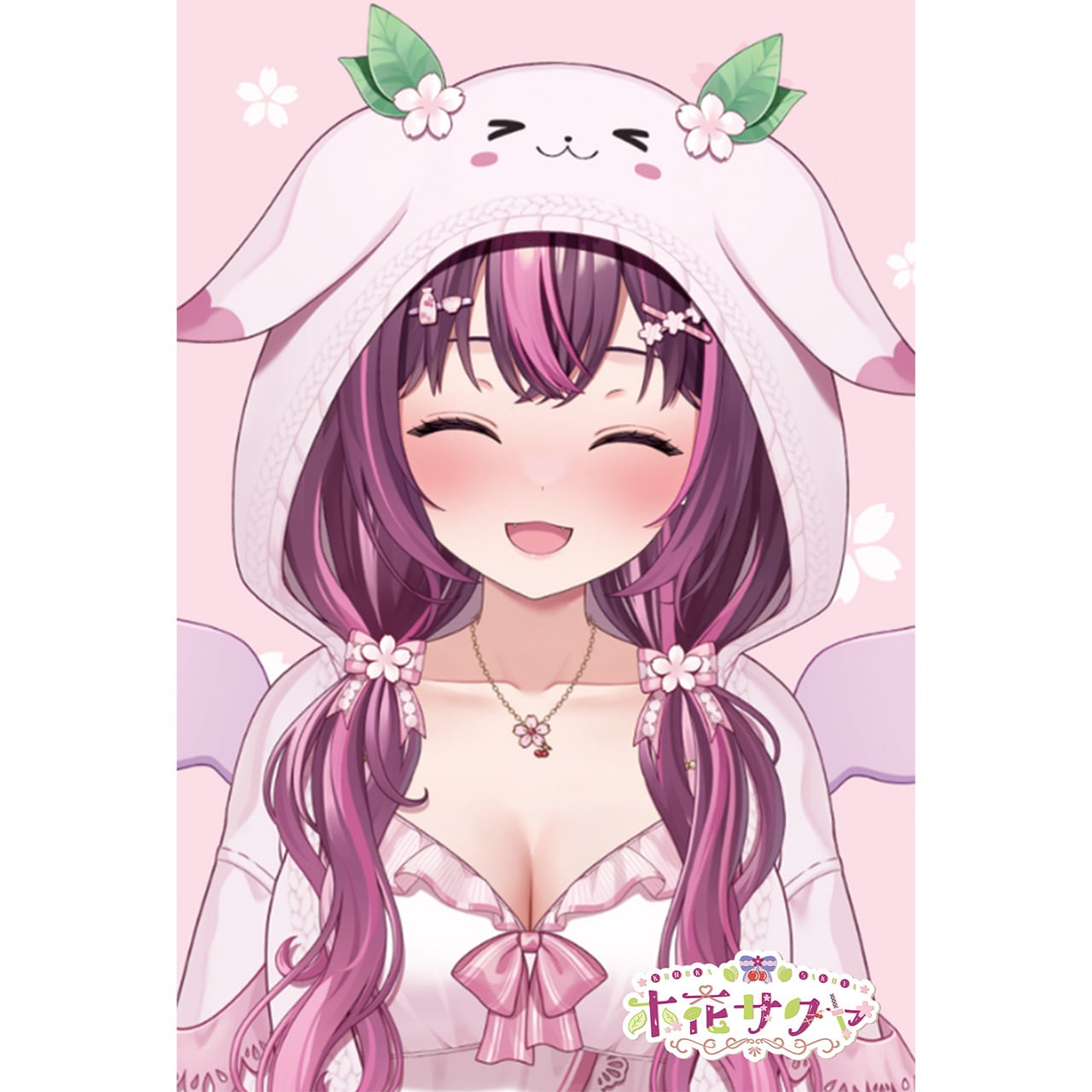 木花サクヤコラボセット大A_直筆サイン入りポストカード+オリジナルラベル風ステッカー2組付日本酒(クローバー12％純米吟醸原酒１８００ｍｌ)