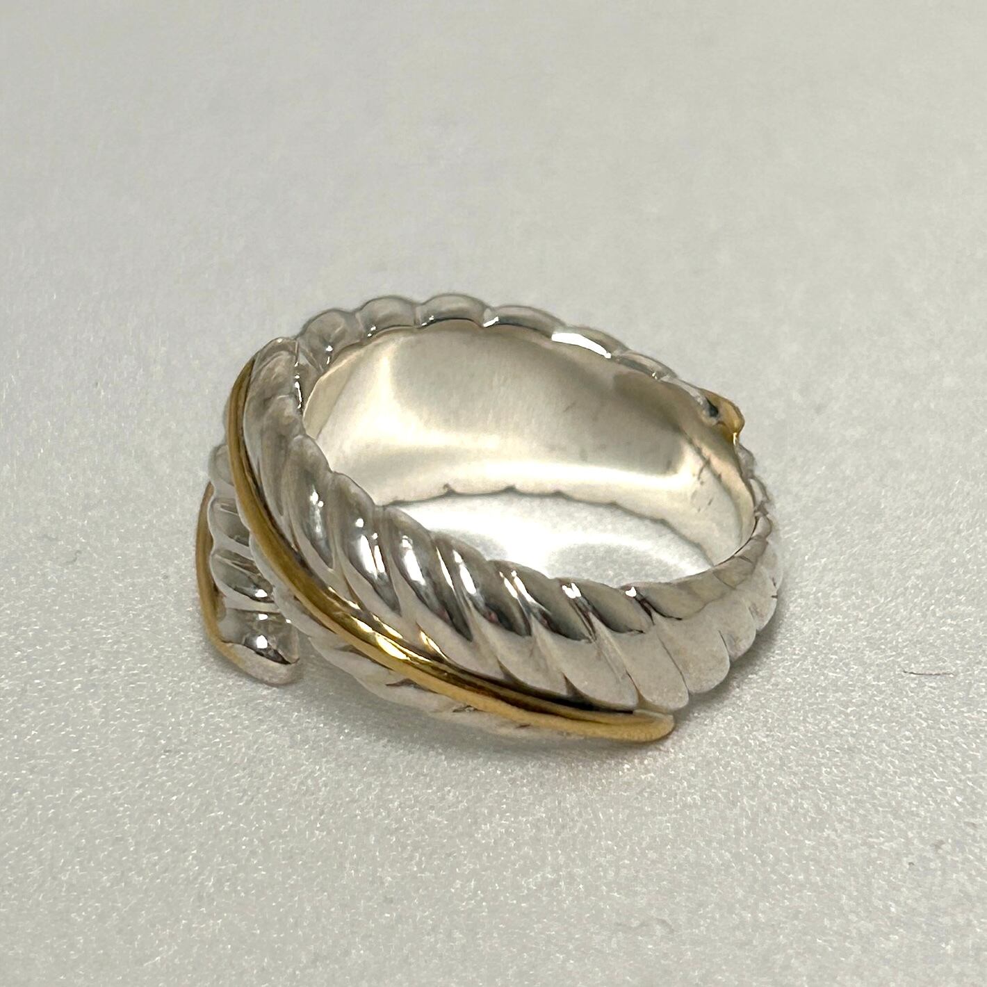 Tiffany&Co. 約10号 フェザーリーフ コンビ リング シルバー925 K18  
