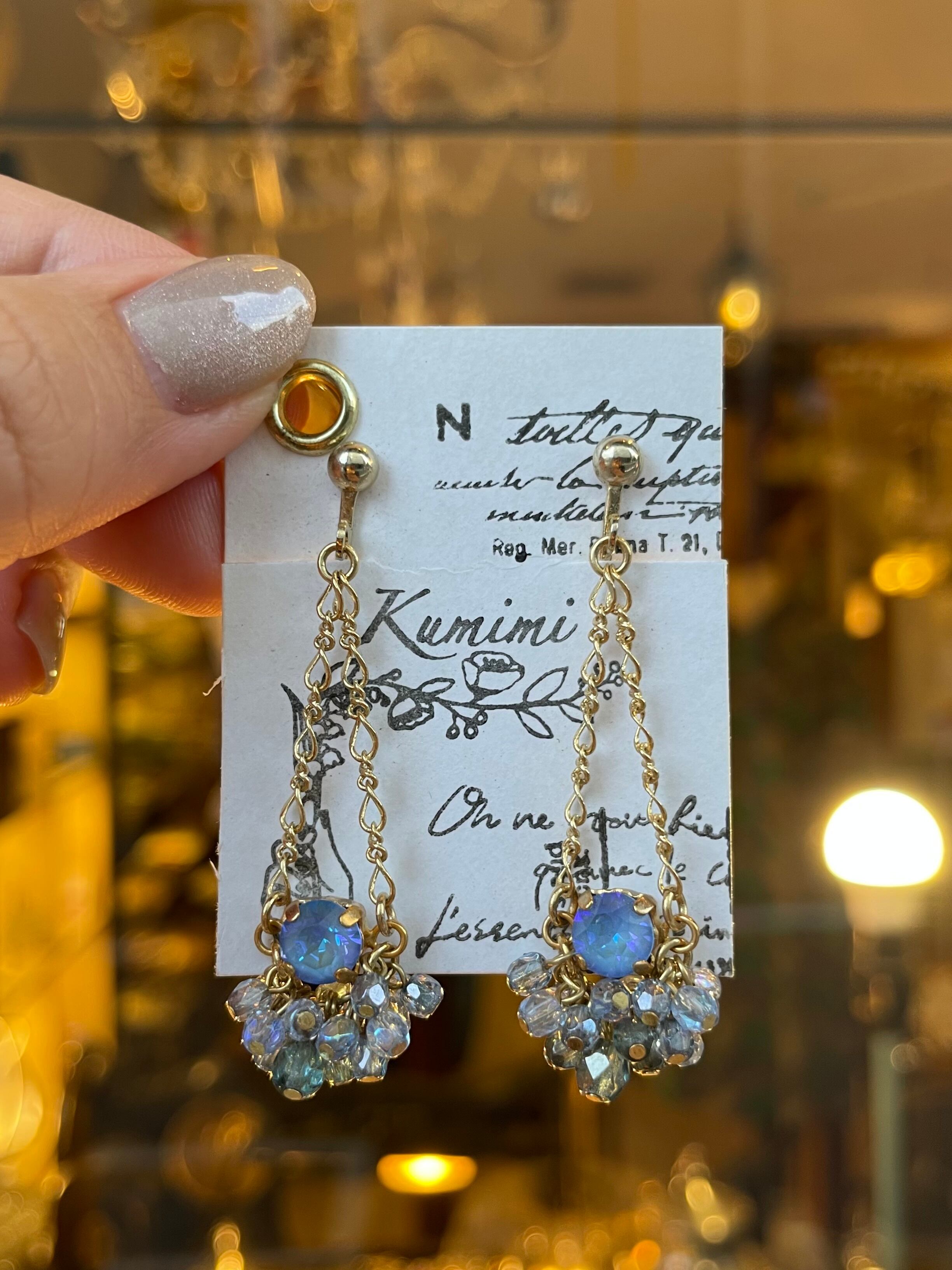 可愛い☆ブルー☆イヤリング swarovski / blue ｜ イヤリング 621 | PAY ID