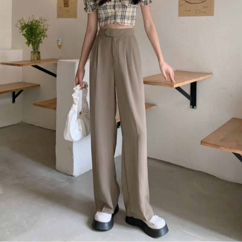 パンツ サマー薄手ルーズハイウェストウェストワイドレッグ 夏物 ワイドパンツ 1号婦人77731556960