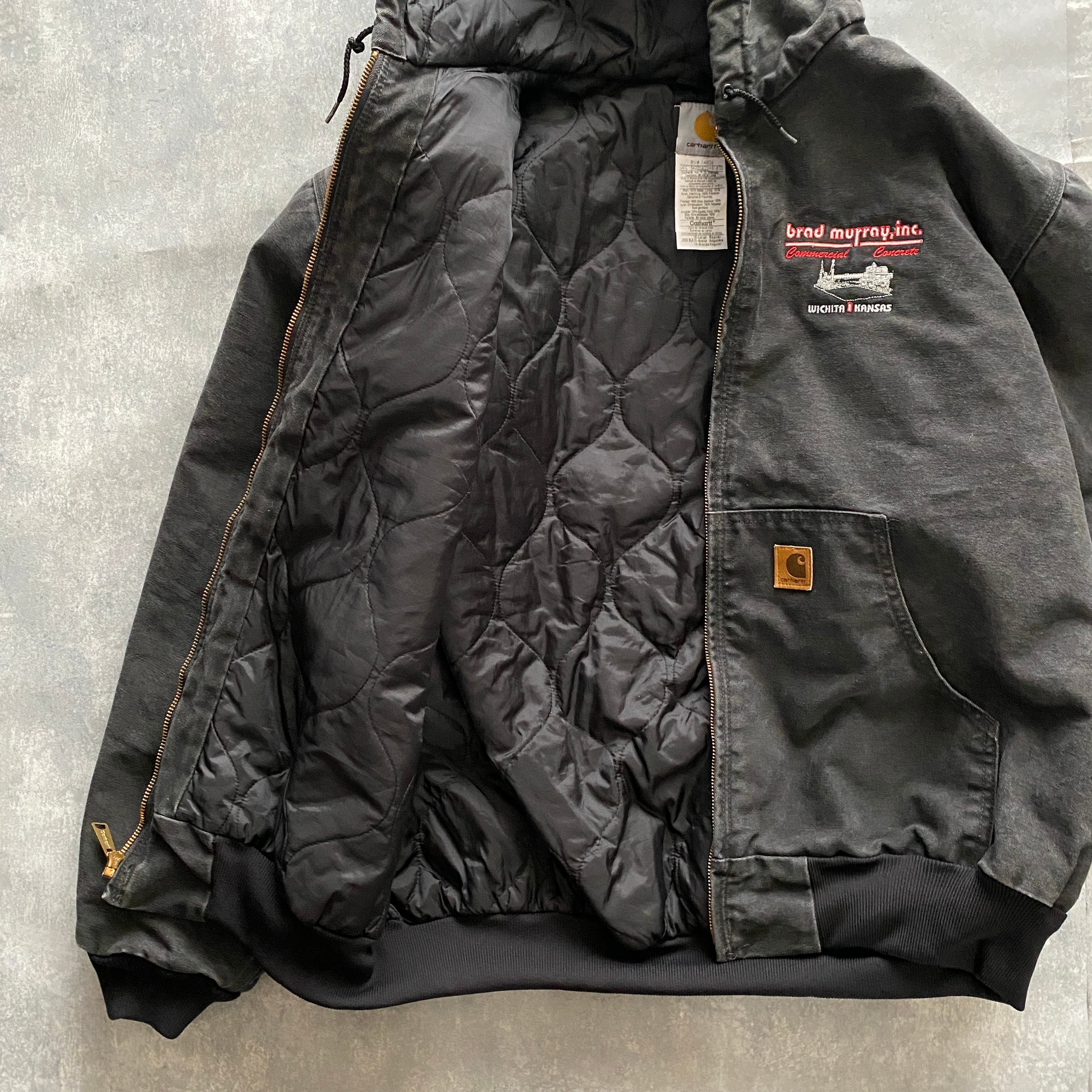 【XLサイズ】90's carhartt カーハート 刺繍企業ロゴ 革ラベル フード ...