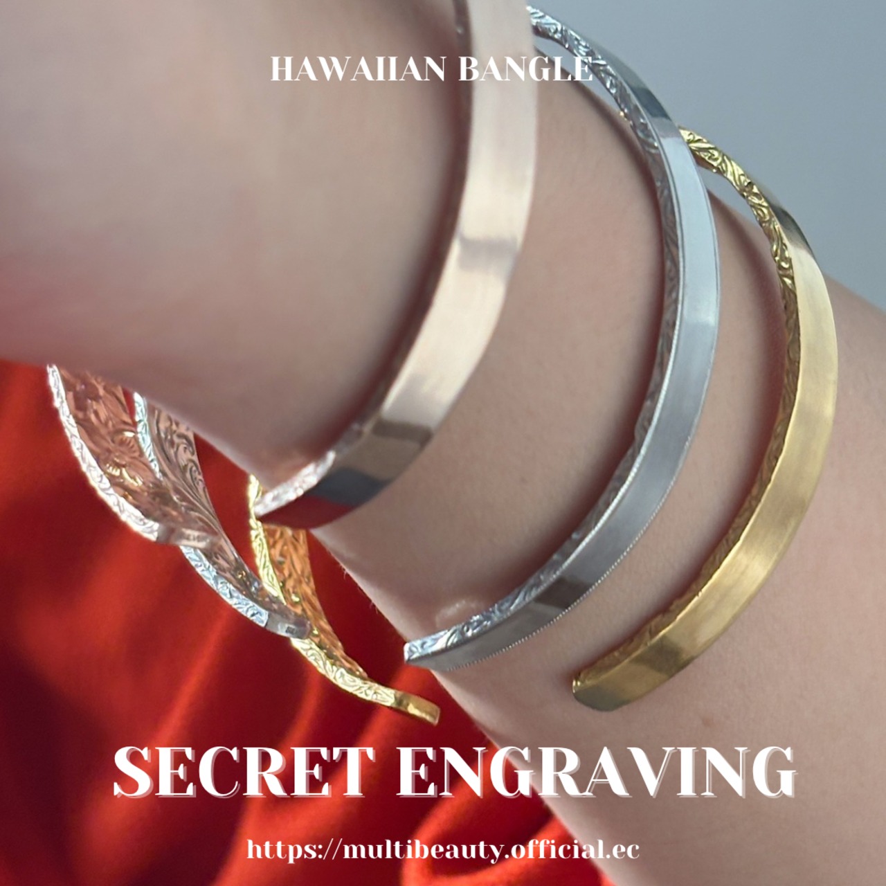 -シークレットエングレイビング-ハワイアンバングル(スクロール/6mm)