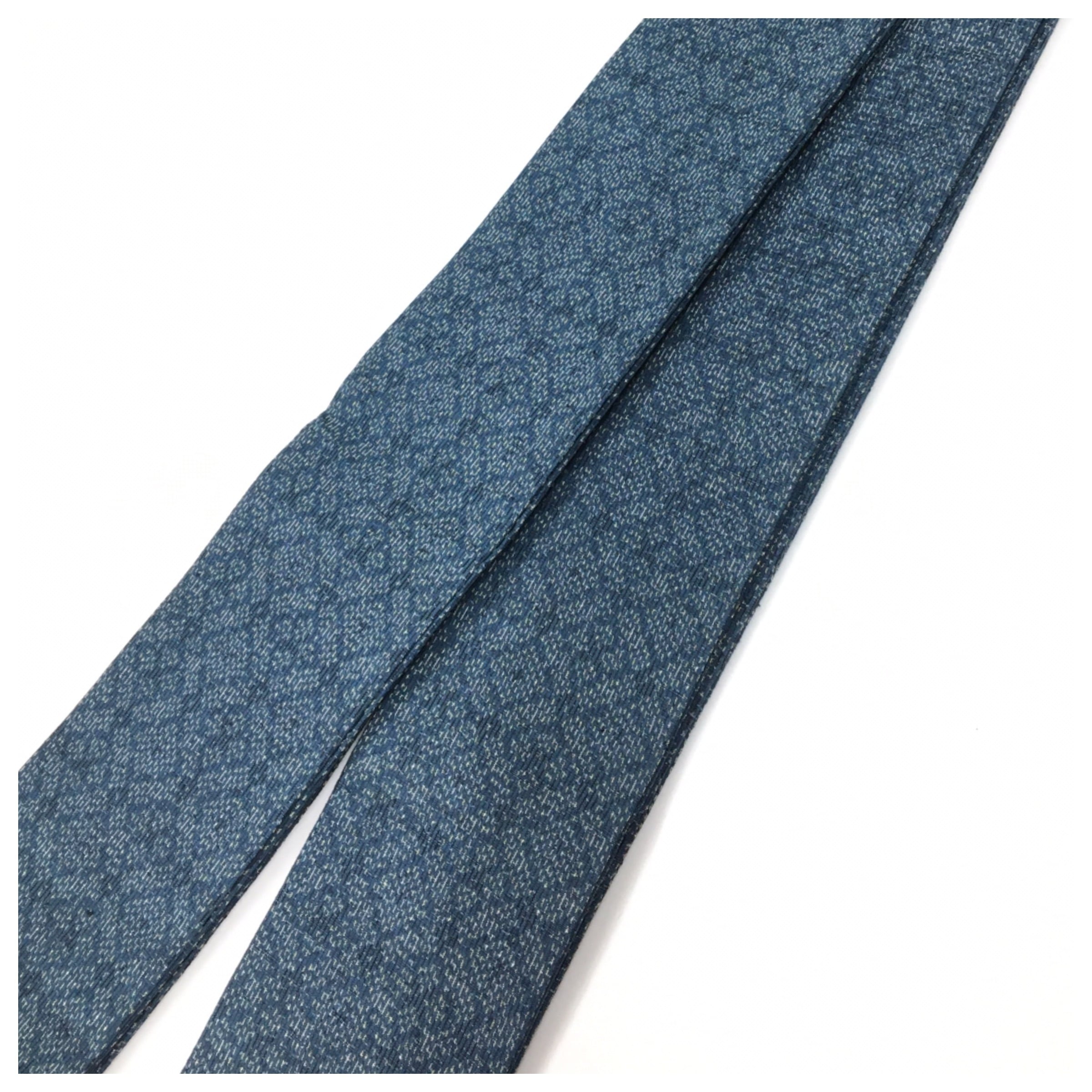 美品 正絹 角帯 紬 藍紺 個性派 男物 長尺408 巾10.5 | 和装