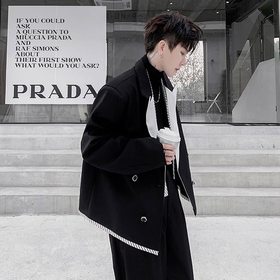 予約販売】ジャケット 無地 個性的 バイカラー モノトーン