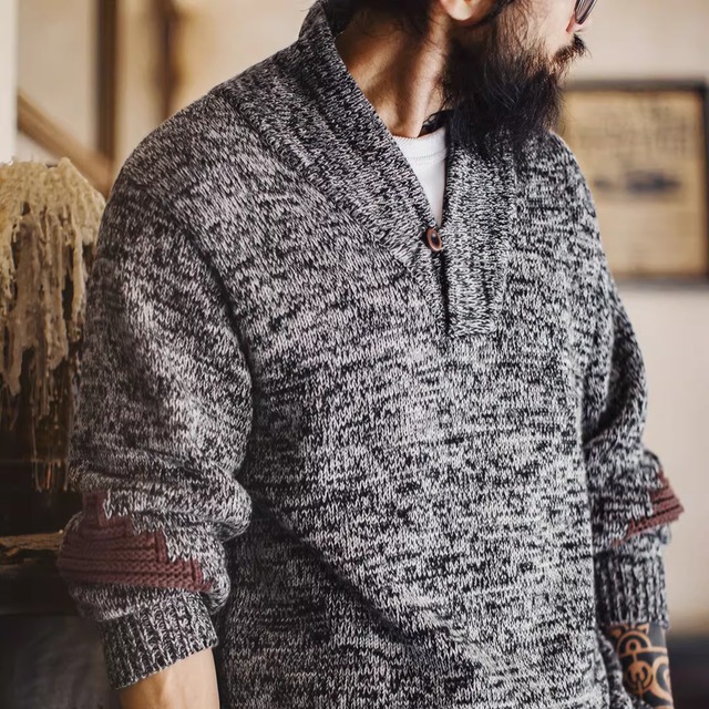 American Retro Workwear Shawl Collar Sweater（GV014）