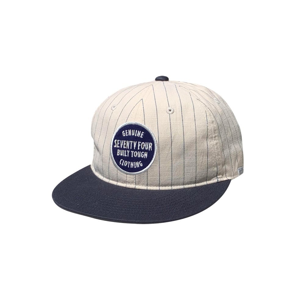 キャップ / SEVENTY FOUR(セブンティーフォー) / STRIPED CLASSIC BASEBALL CAP(NATURAL×NAVY)(STF26FW16)