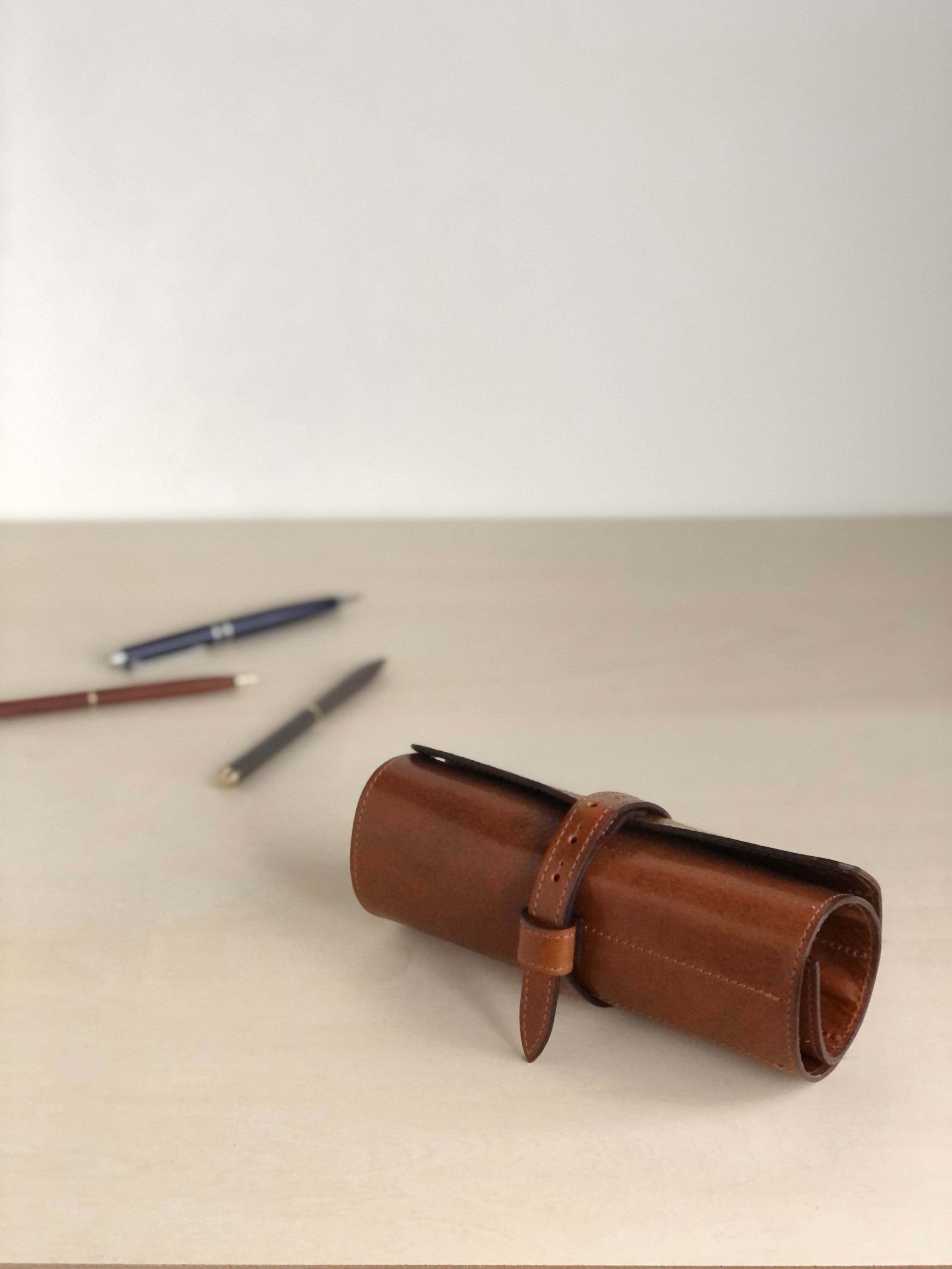 万年毛筆 専用ケース付き 茶色 ペンケース（万年筆ケース）brown | 春原製作所