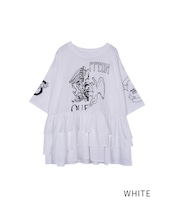 スイッチングフリルプリントTシャツ (WHITE) CQ-46070