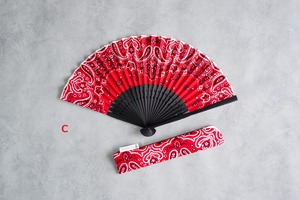 Japanese fan【Bandana Red × Black】