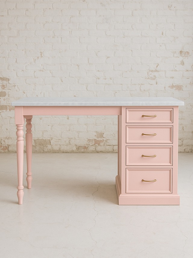 引出し付きネイルテーブル大理石1200 (ネイルデスク・オーダーメイド家具) W1200×H700 かわいいドレッサー