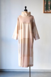 Marimekko beige block pattern high neck dress