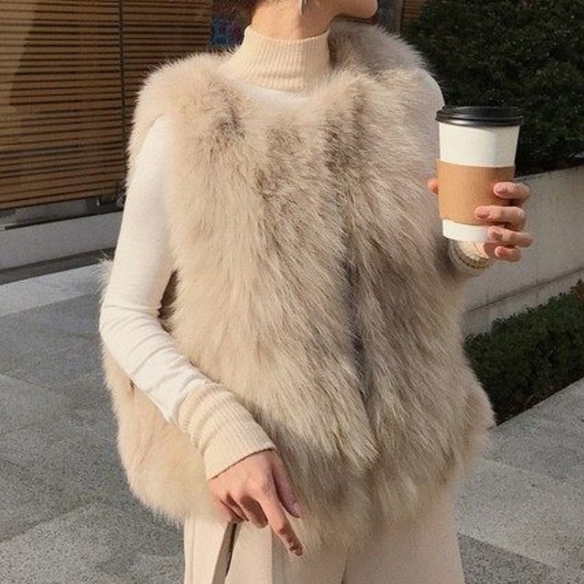 2col.フェイクファーベスト　アウター　S0329