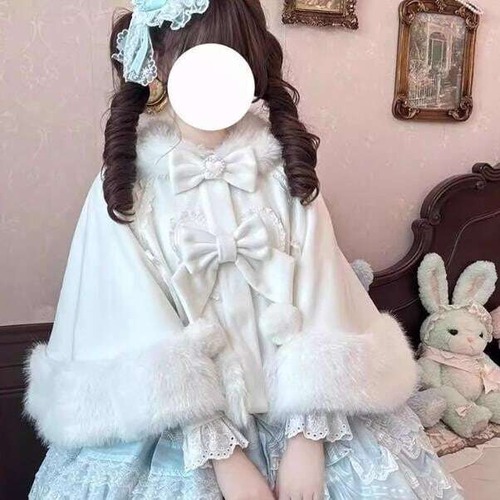 甘ロリ♡リボン付きホワイトロリィタケープ　jya45★