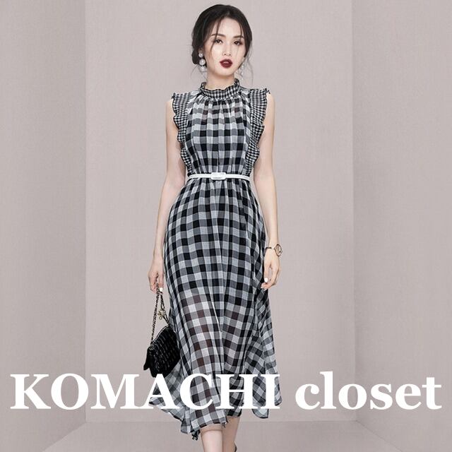 【送料無料】 シフォンドレス ギンガムチェックワンピース ベルト付き 韓国 レディース オルチャン 黒 ブラック フレアワンピース ワンピドレス ミモレ丈 袖なし ノースリーブ スタンドカラー フリカラー フレア Aライン 切り替えデザイン ドッキング フリル ウエストマーク ハイウエスト 薄手 かわいい 大人可愛い おしゃれ こなれ感 ラブリー キュート 抜け感 フェミニン 大人女子 夏 女子会 休日 イベント リゾート トレンド 流行 インスタ映え S M L XL モノトーン