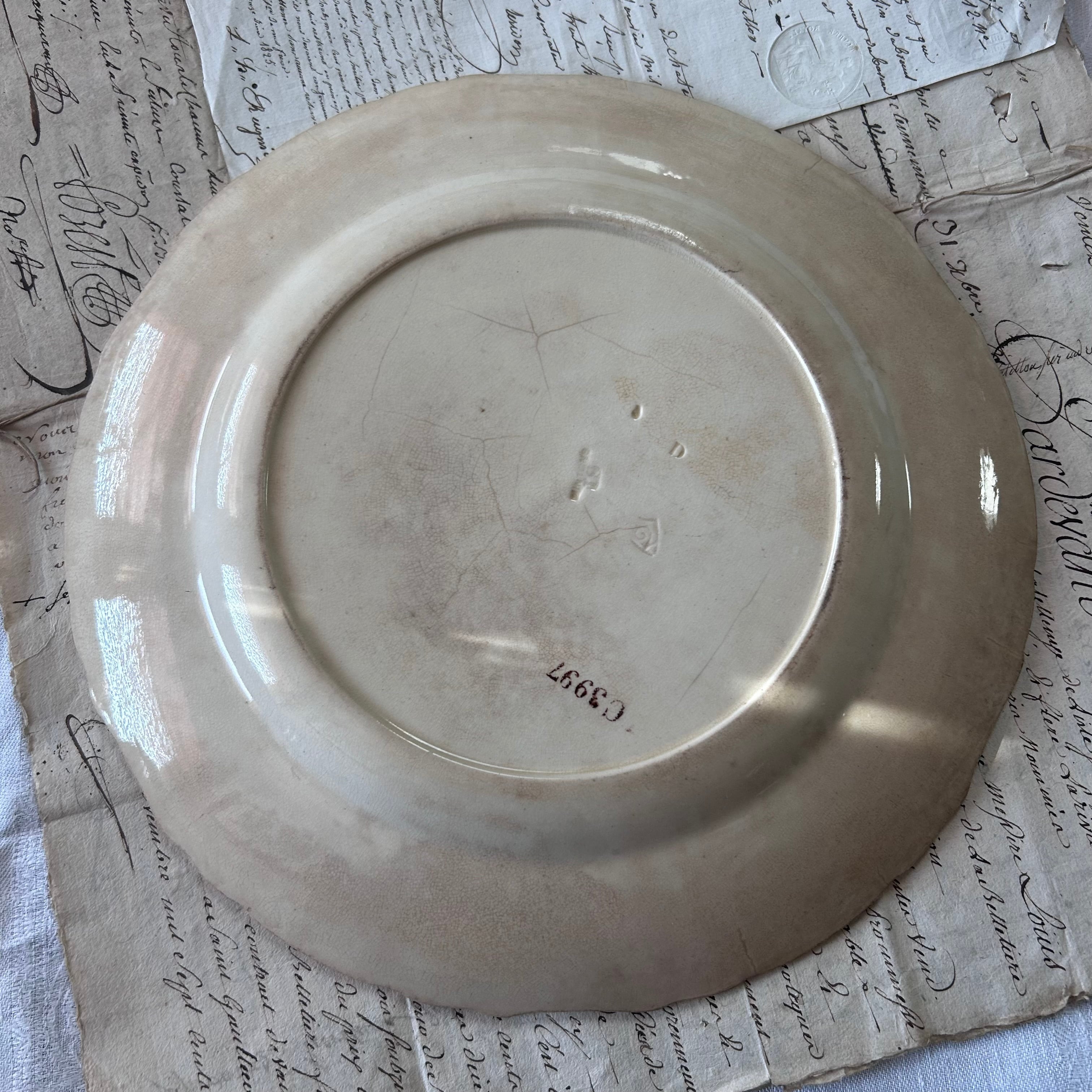 イギリスアンティーク】 セピアに枯れた Minton（ミントン） 平皿