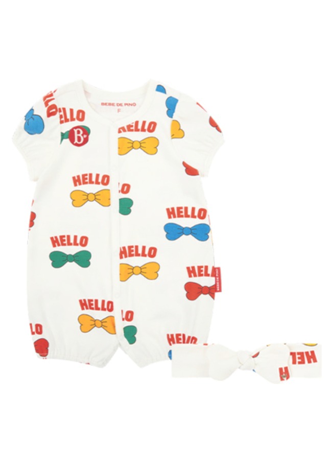 [BEBE DE PINO] All over hello ribbon newborn set 正規品 韓国ブランド 韓国ファッション 韓国代行 韓国通販 ベベドピノ bebedepino 日本 店舗 韓国 子供服