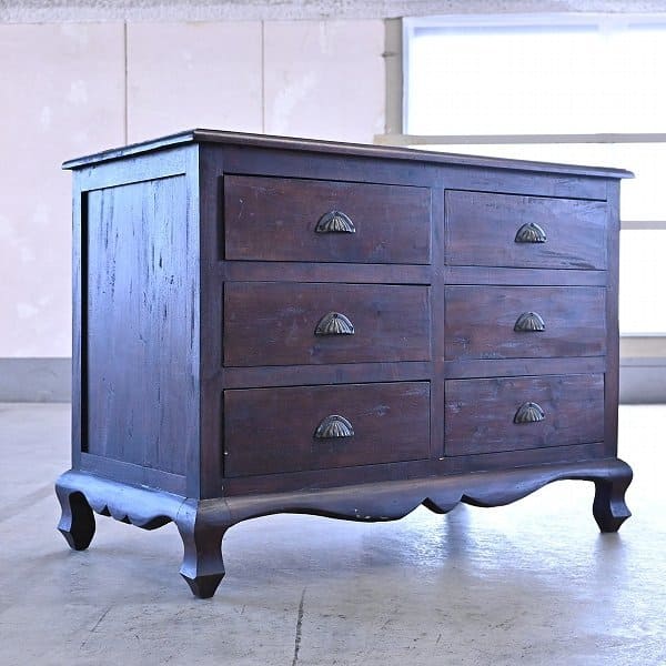 アンティーク】籐 ラタン サイドボード チェスト ローボード 6杯 古