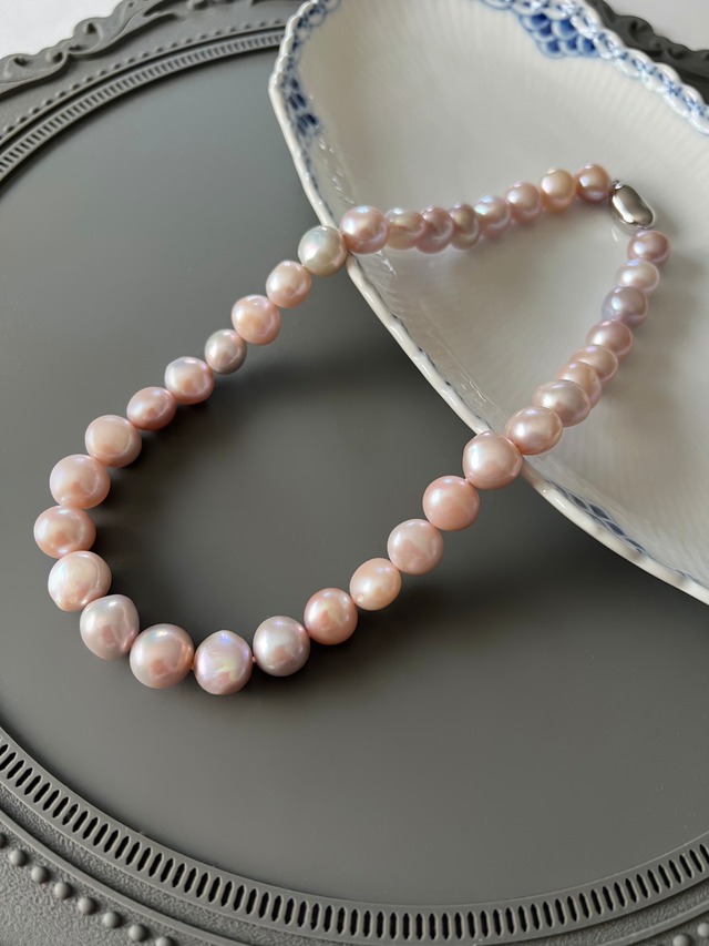 SV 淡水パール ネックレス　ピンク系