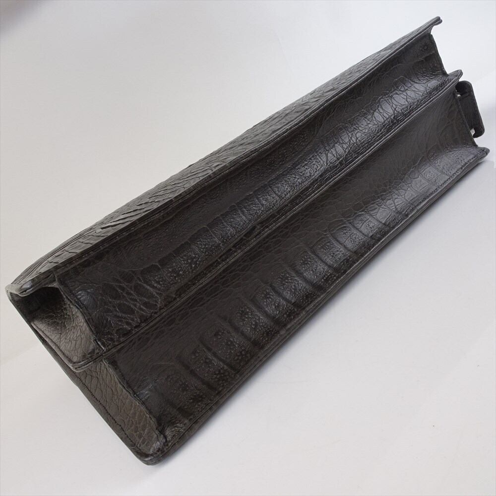 未使用品 カイマンレザー ハンドバッグ ダークブラウン ビジネス