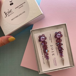 Crystal Flower earrings -GRAPE-