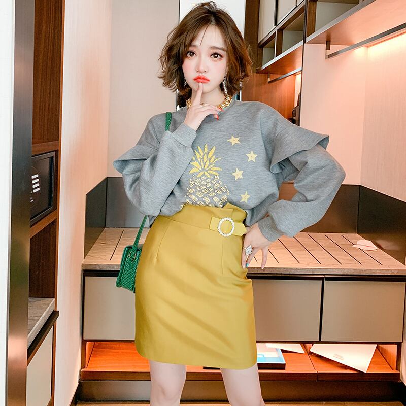 ラウンドネックセーター レディースオータム 秋物 Oネック ステッチ MIUCO76878440237