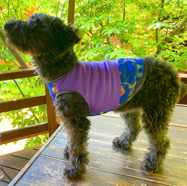 わんこ服小型犬用SM "ミクロの花柄＆UVカット紫無地のタンクトップ”C-2