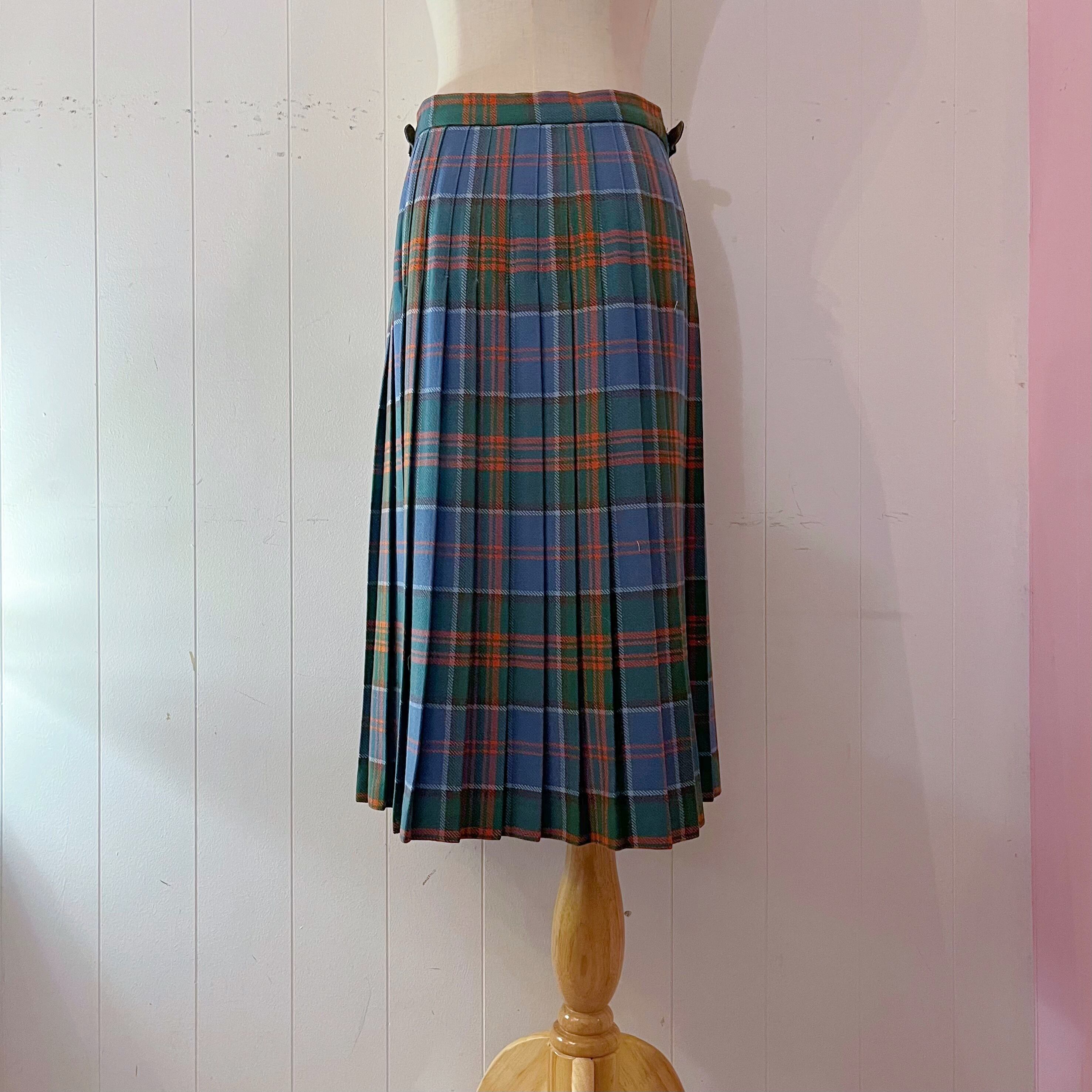light blue check wrap skirt