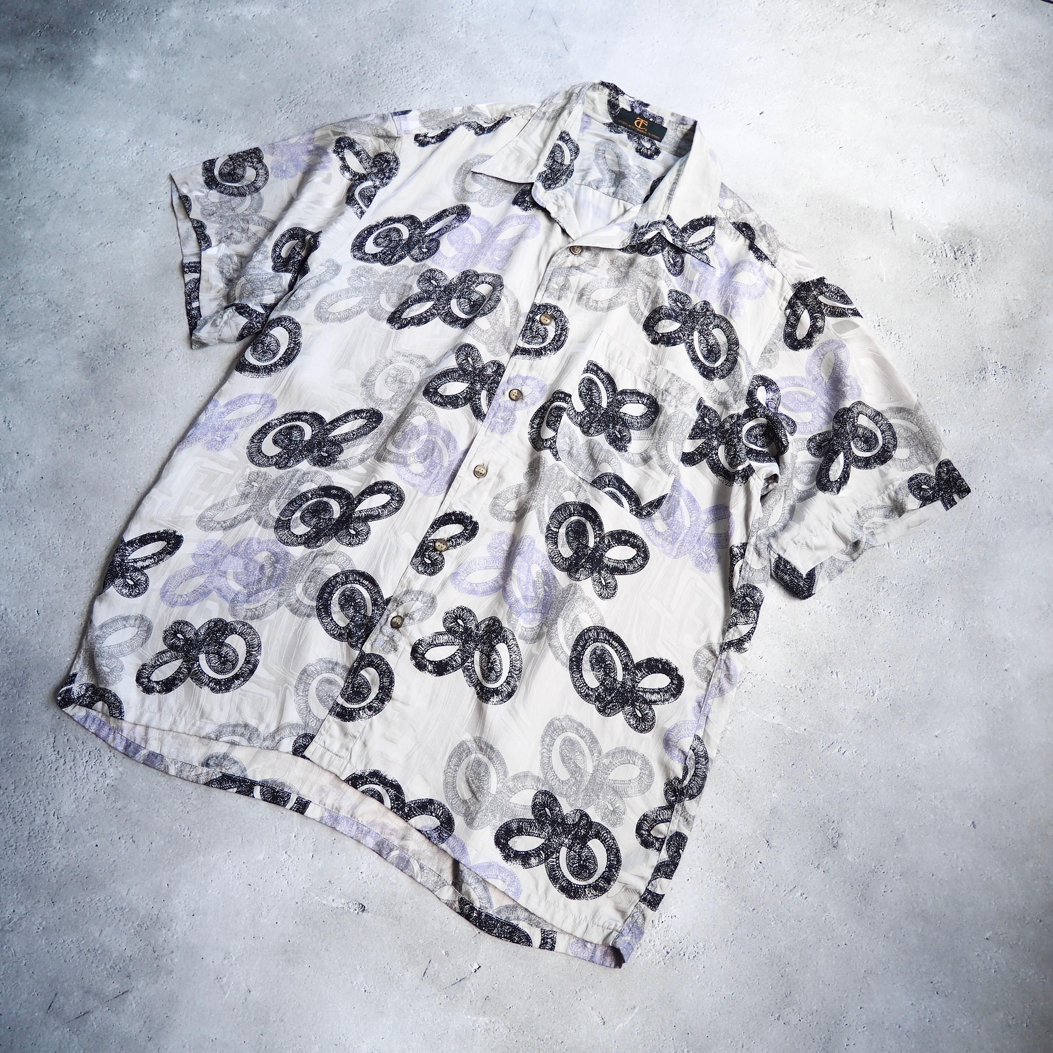 ” 捻縄 ” Tribal contemporary Art × Hidden pattern Drape SS silk Shirt