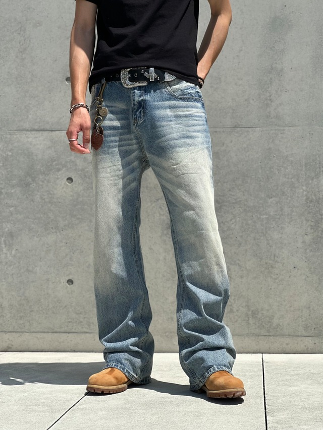 Pooled Hem Flare Denim