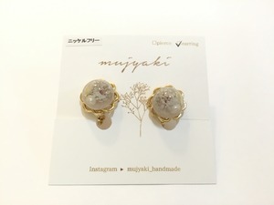 mujyaki お花ボタンイヤリング