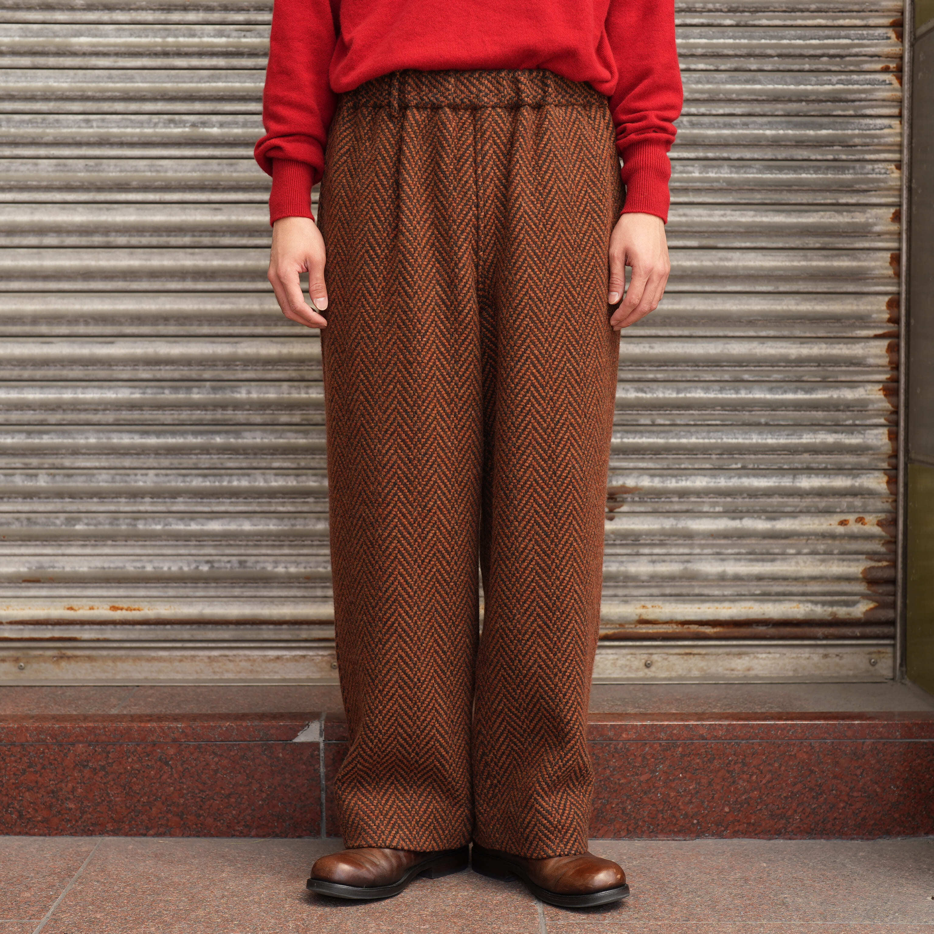 Gorsch the merry coachman(ゴーシュザメリーコーチマン) 26AW "Dynamic Herringbone Easy Trousers" -Terracotta-