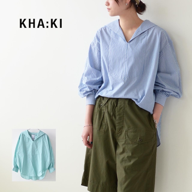 KHA:KI [カーキ] SAILOR COLLAR BLOUSE STRIPE [MIL-23HBL3114] セーラー カラー ブラウス ストライプ・シャツ・コットンシャツ・長袖シャツ・羽織・LADY'S [2023SS]