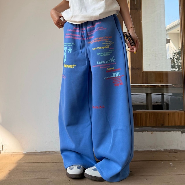 カラーロゴレタリングストリートルーズフォルムパンツ 3col R02365