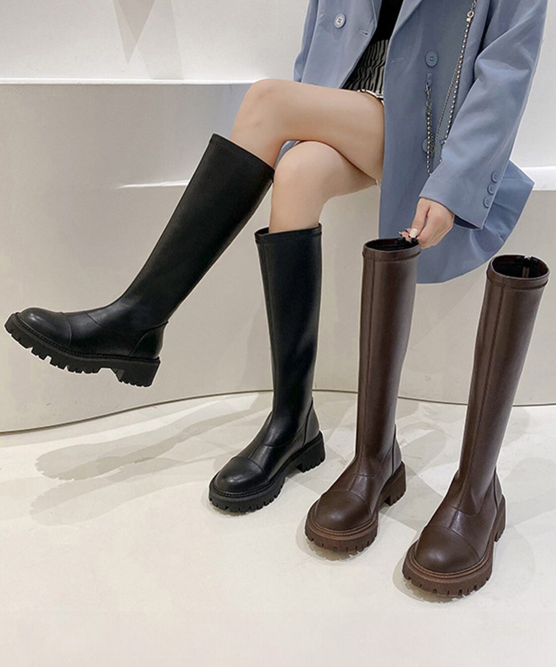 ロングブーツ 厚底ブーツ ニーハイブーツ レディース ブーツ 膝下 