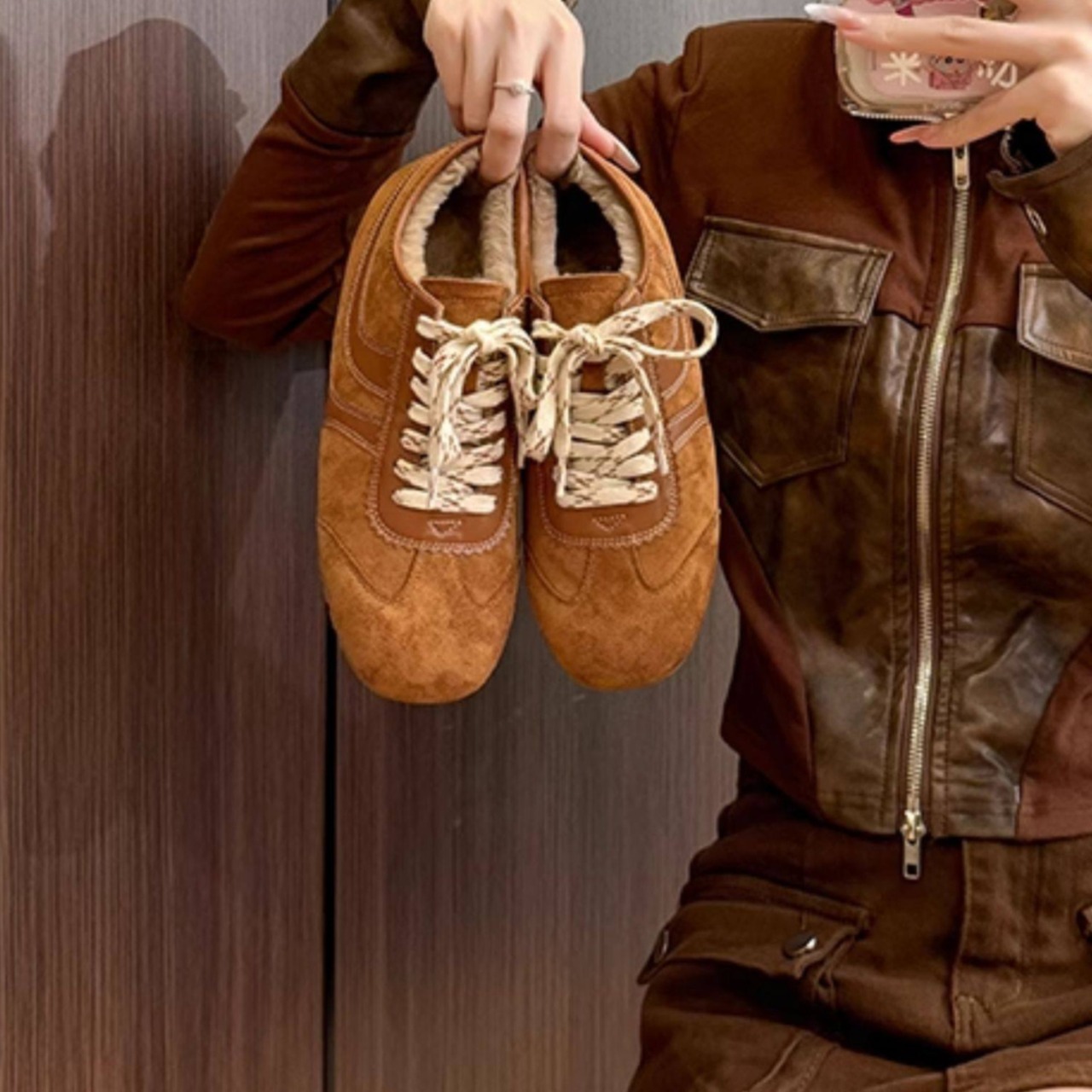 ボア付きローカットスニーカー 2color W10424