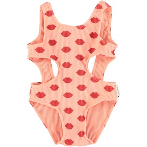 【24SS】piupiuchick(ピウピウチック) swimwear caral w/ red lips (3y/4y/6y/8y)水着　スイムウェア