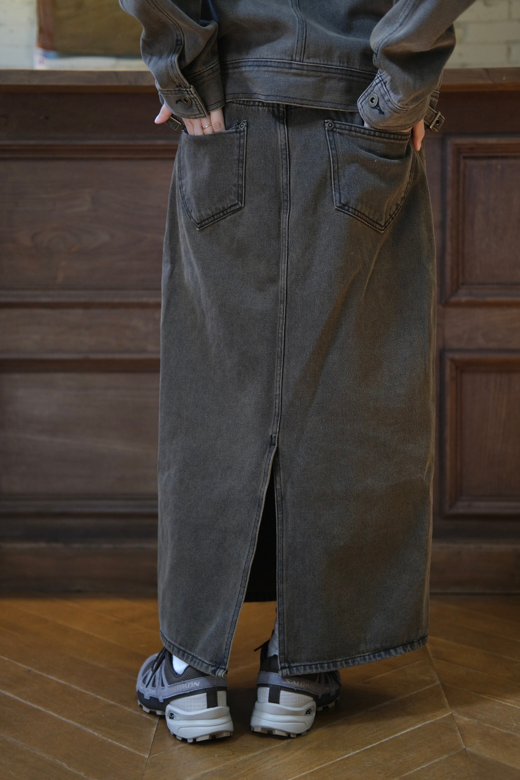 kijun】panel stitched denim skirt | loop kijun】panel stitched denim skirt | loop
