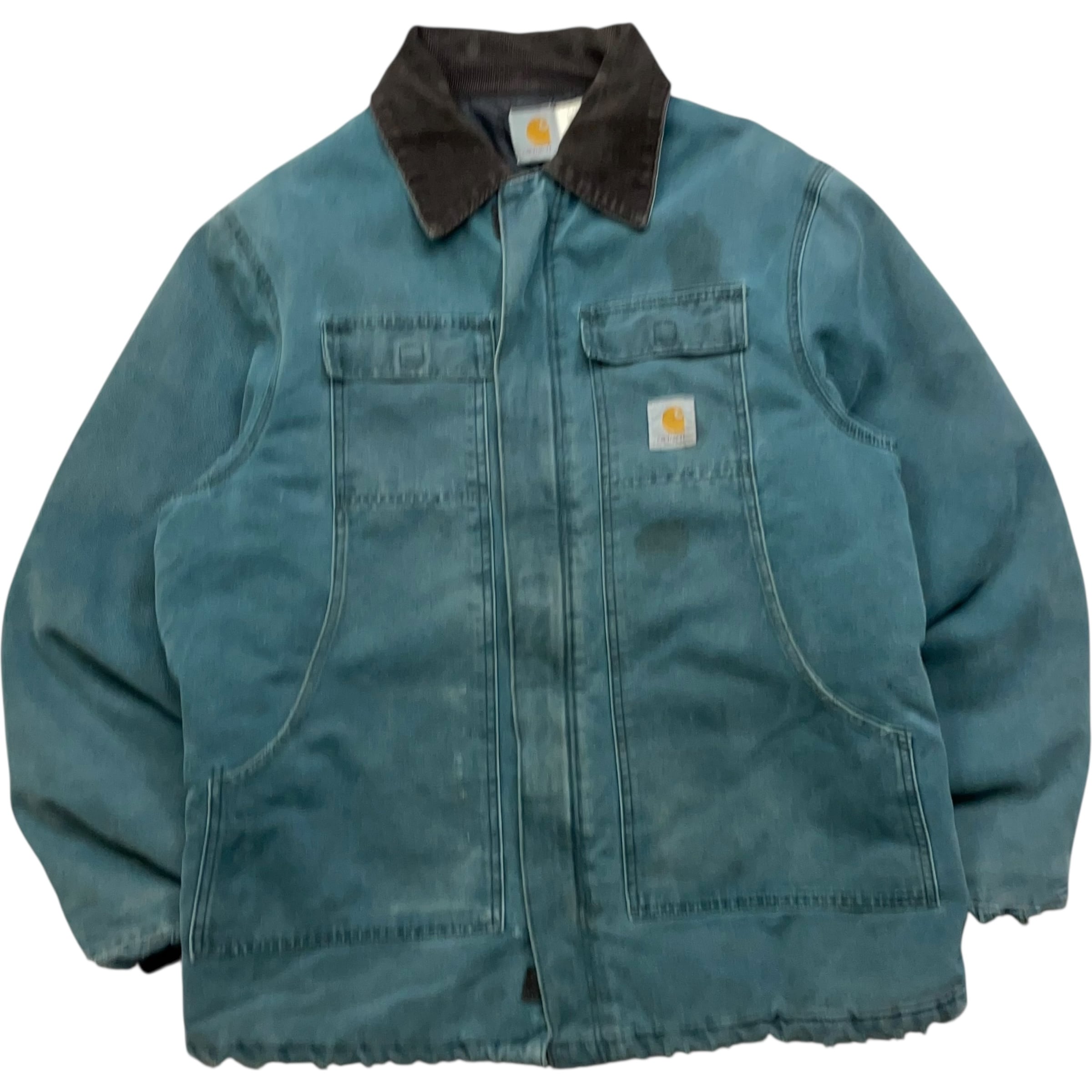《L》 Carhartt カーハート トラディショナルコート トラディショナルジャケット ダックジャケット ハンターグリーン レアカラー USA製 80年代〜 vintage no.8985