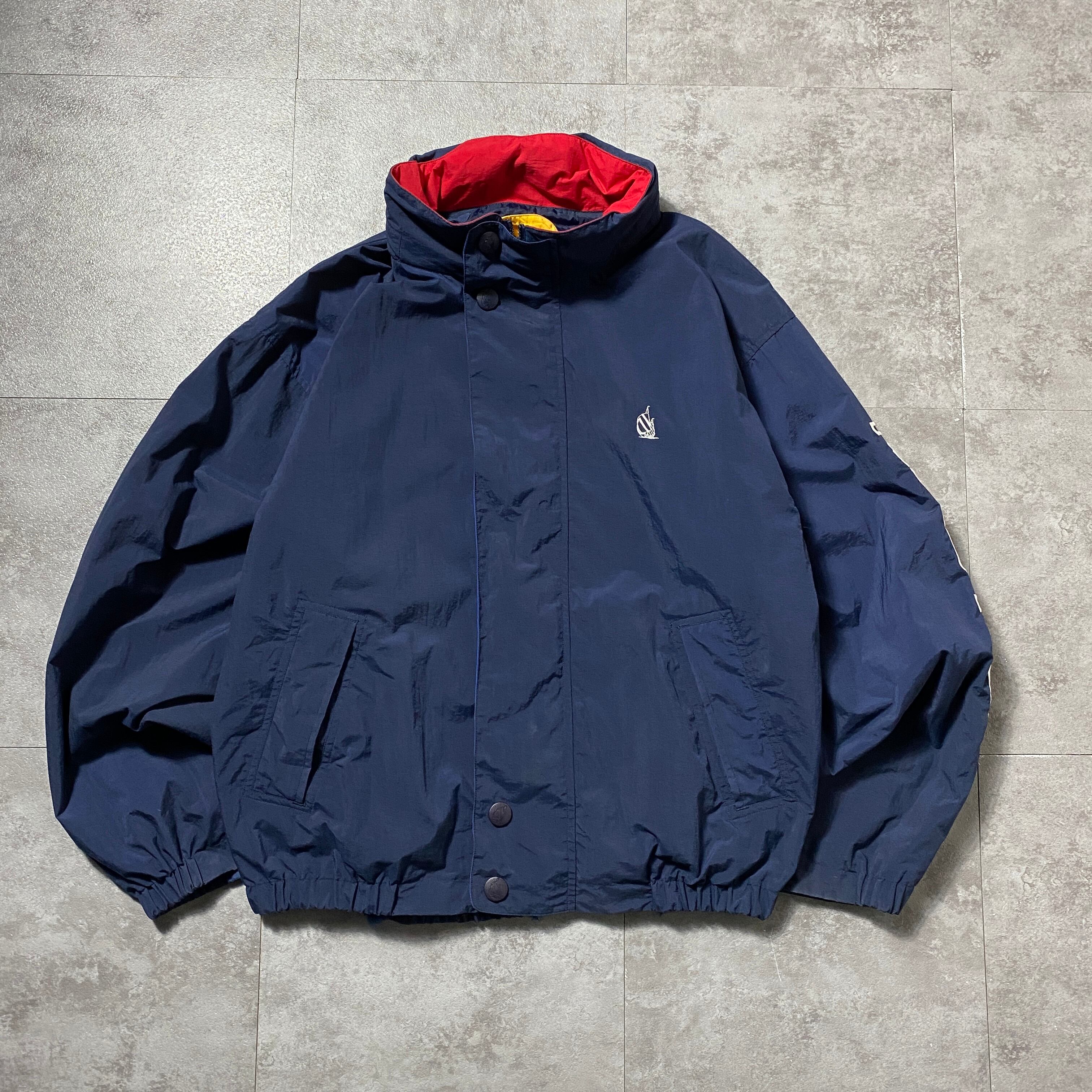 90's nautica ノーティカ 刺繍ワンポイント アームロゴ ネイビー