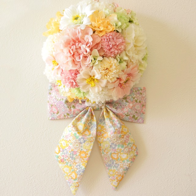 春色パステルのフラワーボール（壁掛け専用）