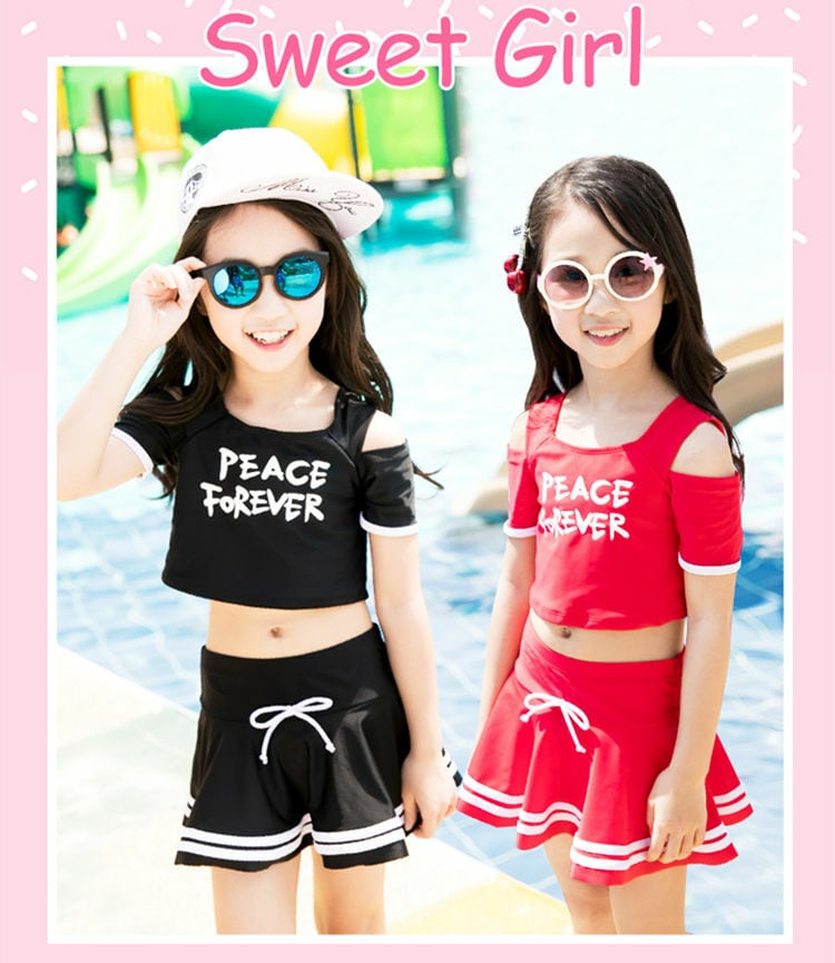 送料無料！水着 キッズ レディース 女の子 3点セット 上下セパレート