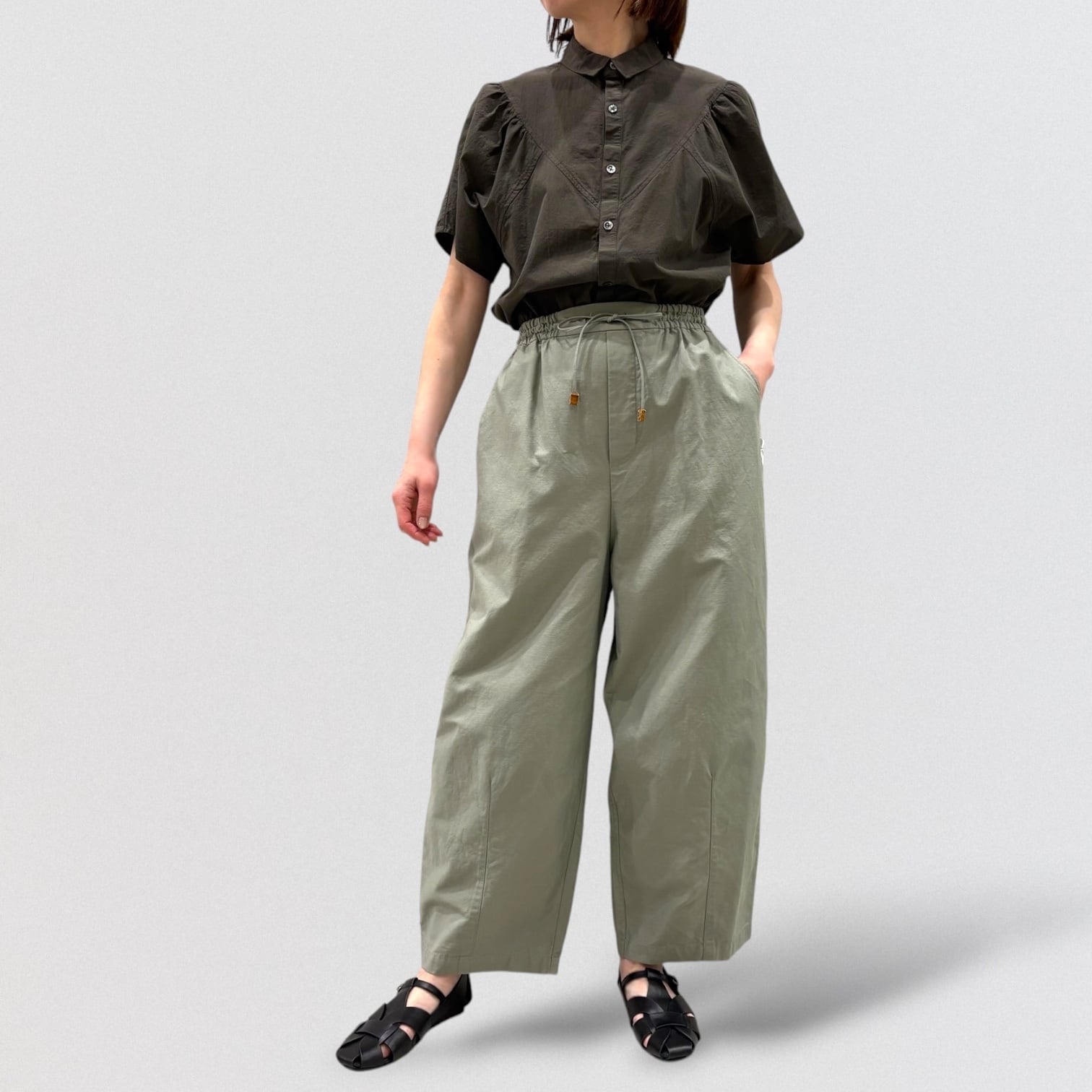 vm cotton linen light weather gathered shoulder shirt | CoCo Cuore