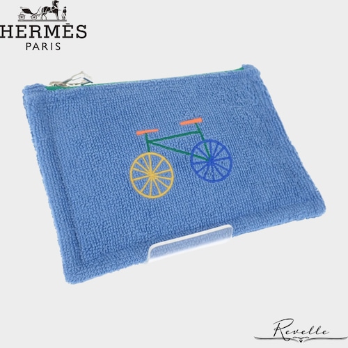 【HERMES】エルメス レ・カバン フラットポーチ PM 自転車 H103759M02 ポーチ コットン ブルー ファスナー レディース メンズ【バッグ】